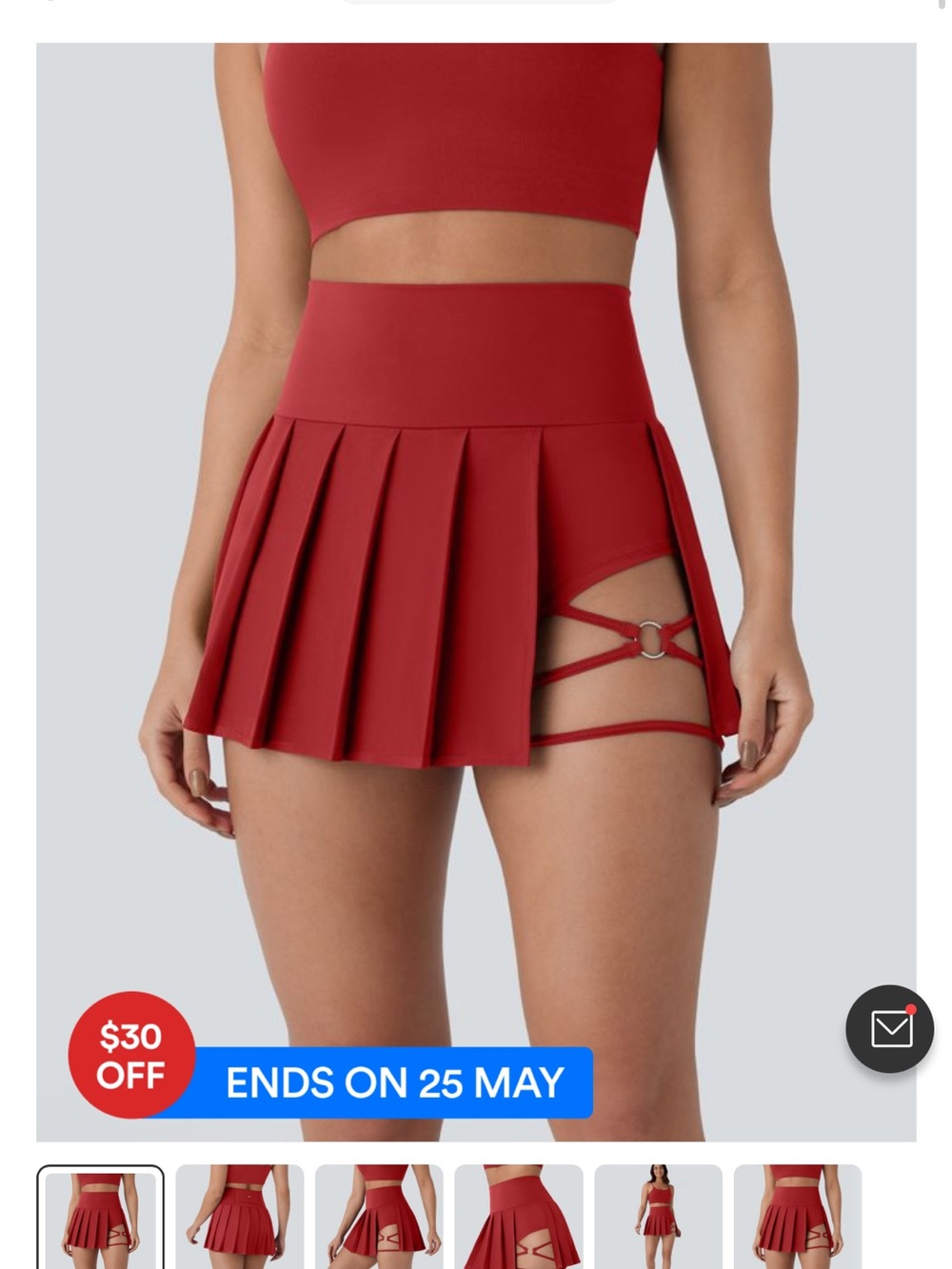 Red Strappy Halara Skirt